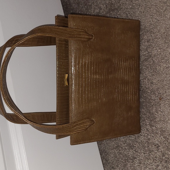 Mid century Vintage Palizzio Handbag Brown Lizard Print - Picture 2 of 7
